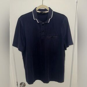 TED BAKER Men’s Dark Blue Polo Shirt with White Trim